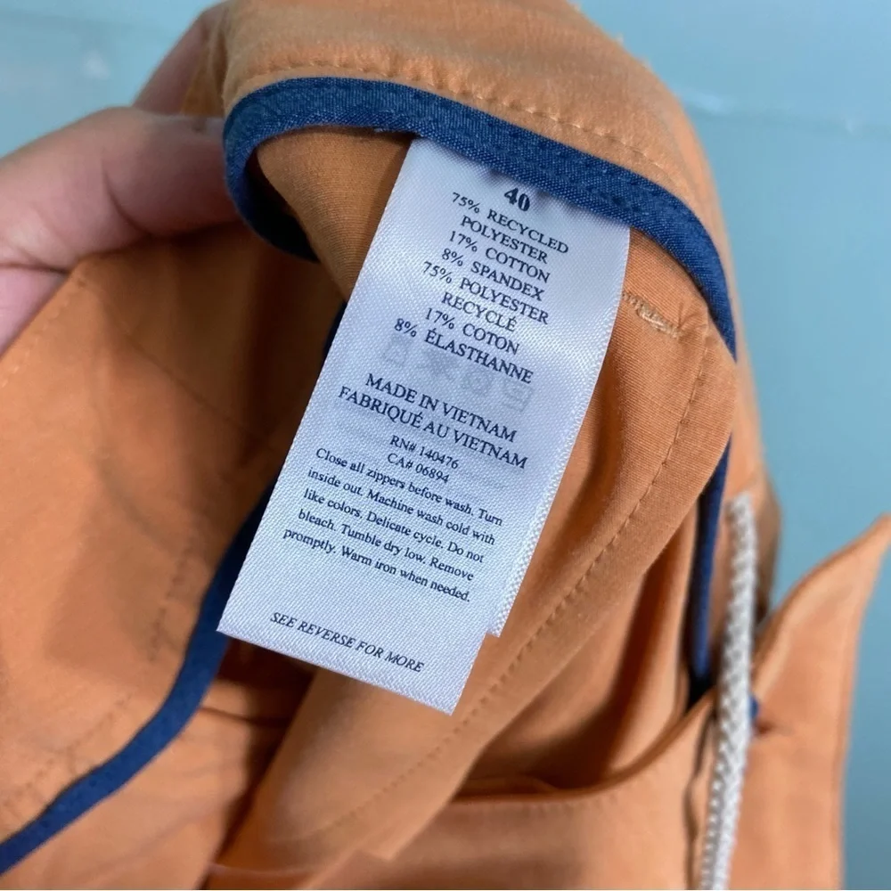 Faherty MSC0012 Mens Belt Loop All‎ Day & Trade Short Orange Sz 40 NWOT